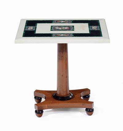 Tavolino con Piano in Marmo Intarsiato in Malachite e Micromosaici, XIX Secolo