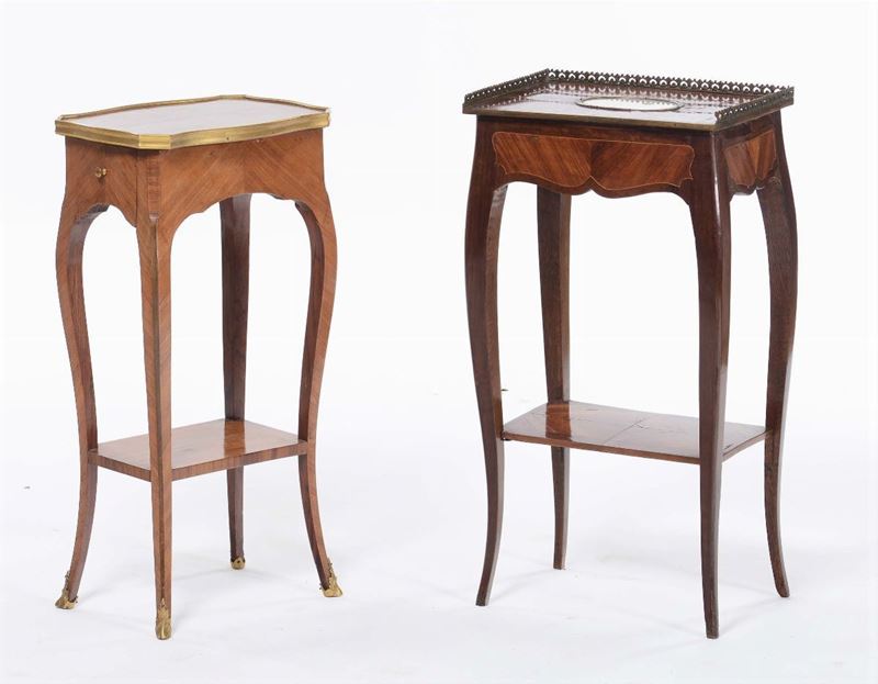Due tavolinetti in stile Luigi XV lastronati, XX secolo  - Auction Fine Art - Cambi Casa d'Aste