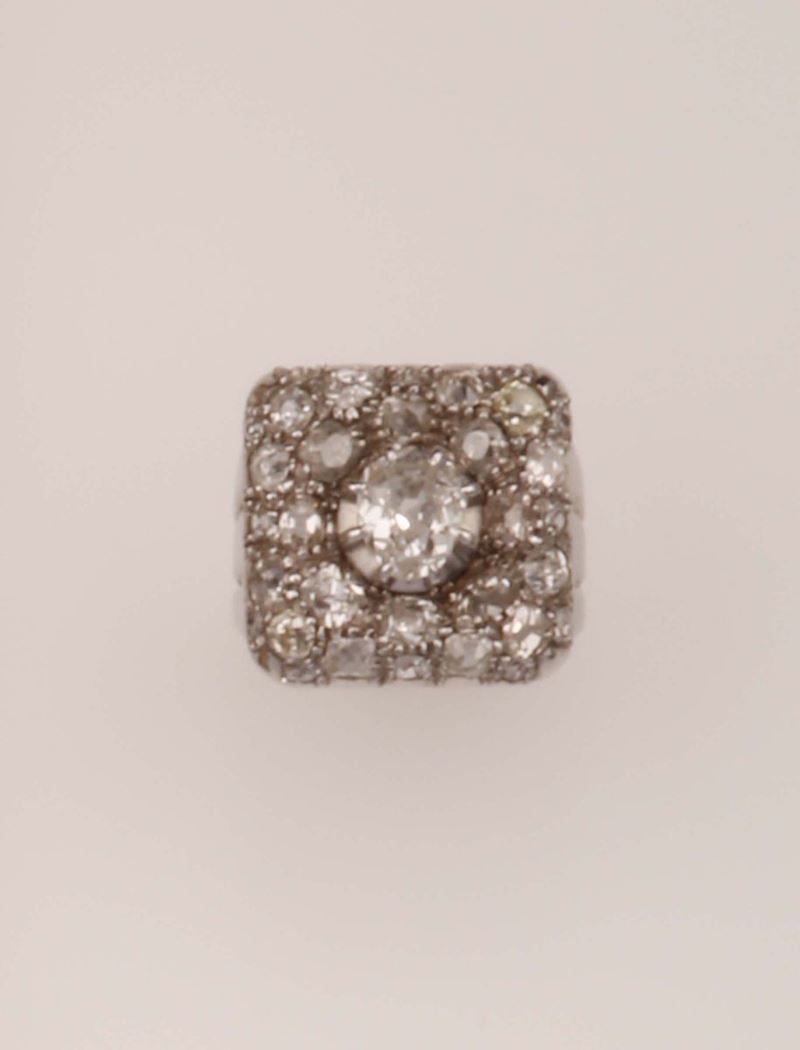 Old-cut diamond ring mounted in white gold  - Auction Fine Jewels - Cambi Casa d'Aste