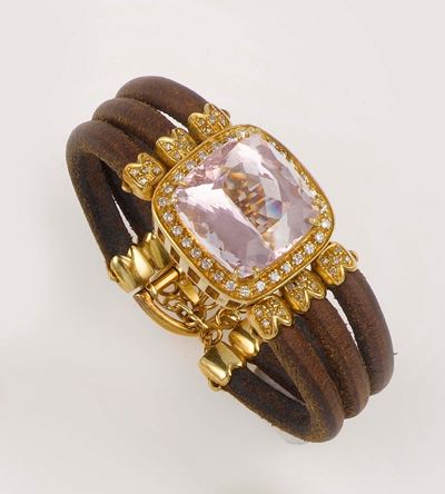 Bracciale con Morganite di Ct 13,00 Circa e Diamanti