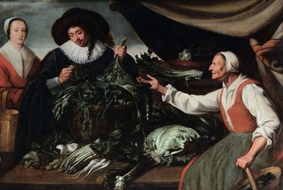 Adriaen Van Utrecht (anversa 1599 - 1652)venditrice di Verdure