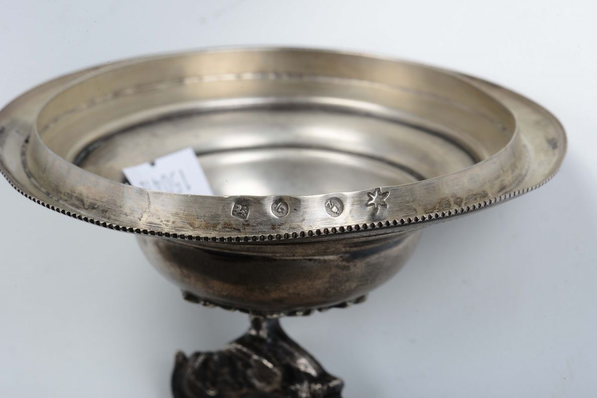 Zuccheriera Tripode in Stile Neoclassico in Argento, XX Secolo