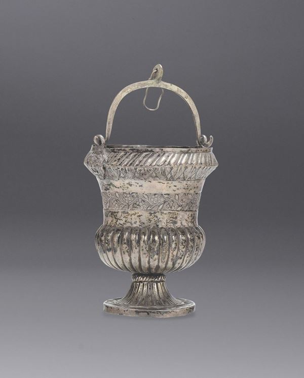 A silver bucket, Naples, mid 19th century. Guarantee title mark used from 1835 to 1863