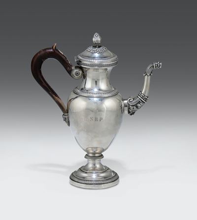 Caffettiera in Argento Sbalzato, Fuso e Cesellato, Stati Pontifici Post 1860