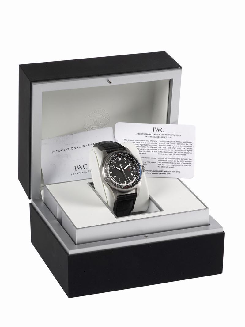 IWC, International Watch Co., Schaffhausen, World Time, case No. 3838767, Ref. IW326201, large, self-winding, water-resistant, stainless steel world time wristwatch with a stainless steel IWC deployant clasp. Accompanied by the original fitted box, instruction manual, booklet, and guarantee (blank). Made in 2014  - Auction Watches and Pocket Watches - Cambi Casa d'Aste