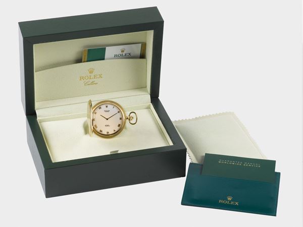 ROLEX, Cellini, case No. D793161, Ref. 3759/8, 18K yellow gold keyless pocket watch. Accompanied by the original box and Guarantee. Made circa 2005