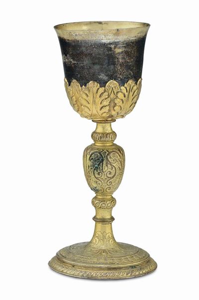 Calice in Bronzo Fuso, Rame e Argento Sbalzato e Dorato, Italia Centrale, XVII-XVIII Secolo