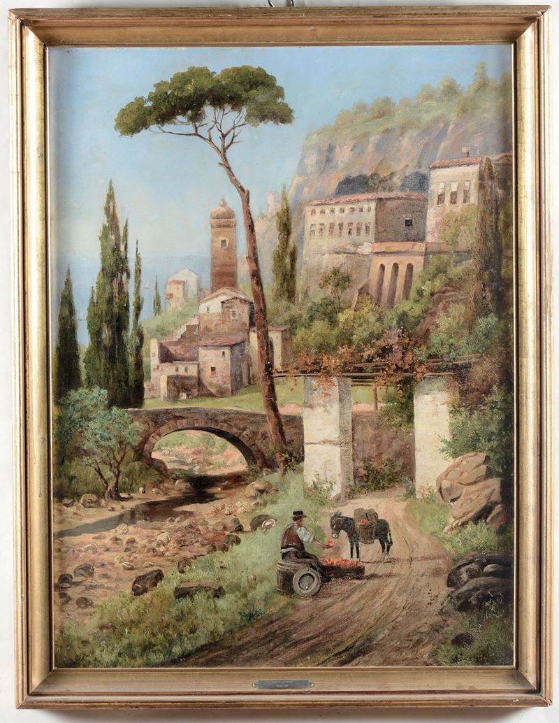 A. Costa (XIX-XX secolo) Scorcio di paese  - Auction 19th and 20th Century Paintings - Cambi Casa d'Aste