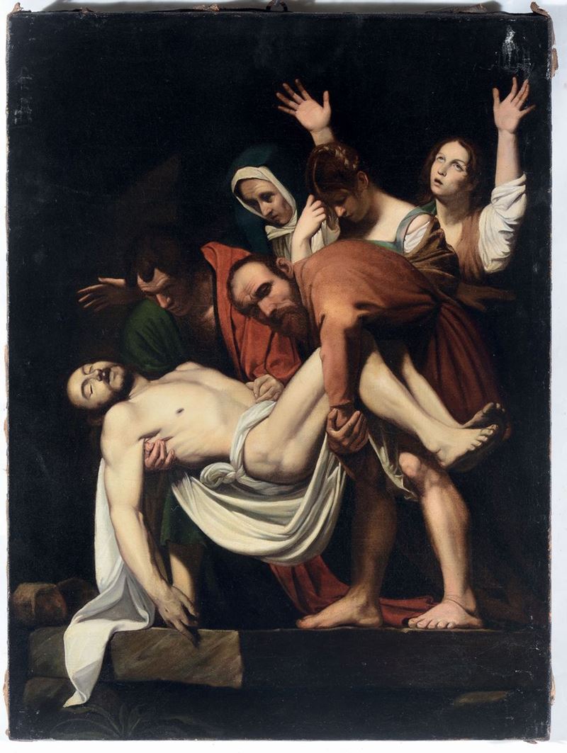 Michelangelo Merisi detto Caravaggio (Milano 1571 - Porto Ercole 1610), copia da Deposizione  - Asta Dipinti Antichi - Cambi Casa d'Aste