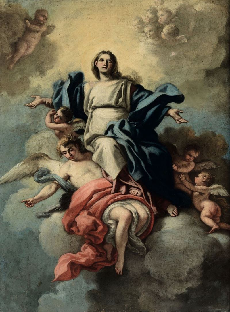 Francesco Solimena (Napoli 1657-1747), ambito di Madonna in gloria  - Asta Dipinti Antichi - Cambi Casa d'Aste