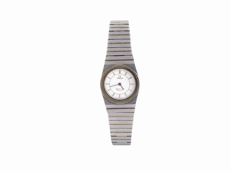 OMEGA, Constellation, movement No. 42747921, stainless steel and gold lady's quartz wristwatch with bracelet. Accompanied by the original box and Guarantee.  Made circa 1980  - Auction Watches and Pocket Watches - Cambi Casa d'Aste