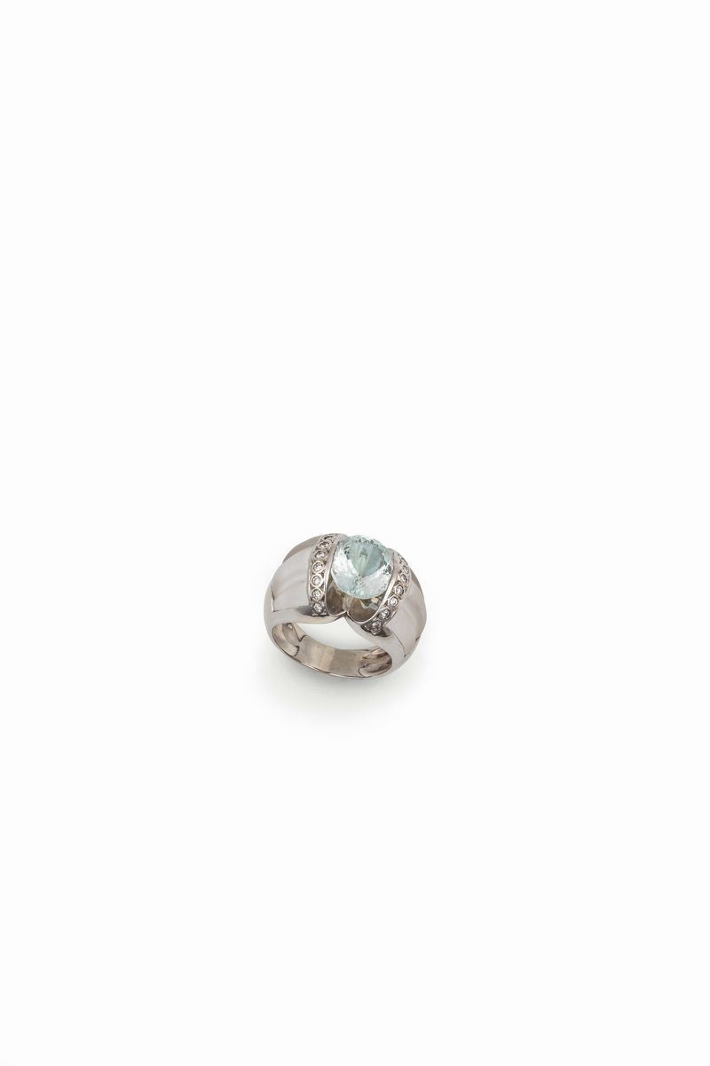 Anello con acquamarina e cristallo  - Auction Jewels Timed Auction - Cambi Casa d'Aste