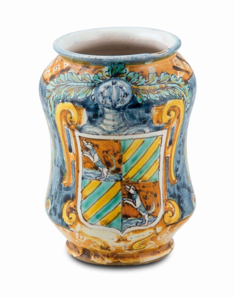 Albarello Siena (attr.), bottega della prima metà del XVII secolo  - Asta Maioliche e Porcellane da Collezione - Cambi Casa d'Aste