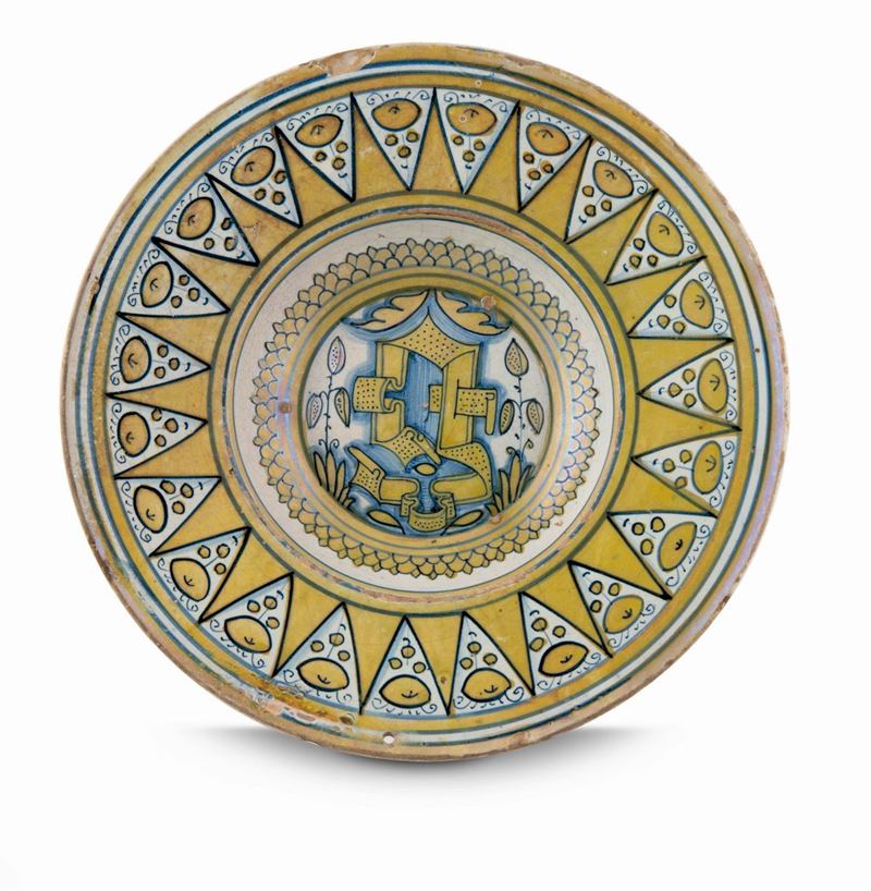 Piatto Deruta, bottega della fine del XV secolo  - Asta Maioliche e Porcellane da Collezione - Cambi Casa d'Aste