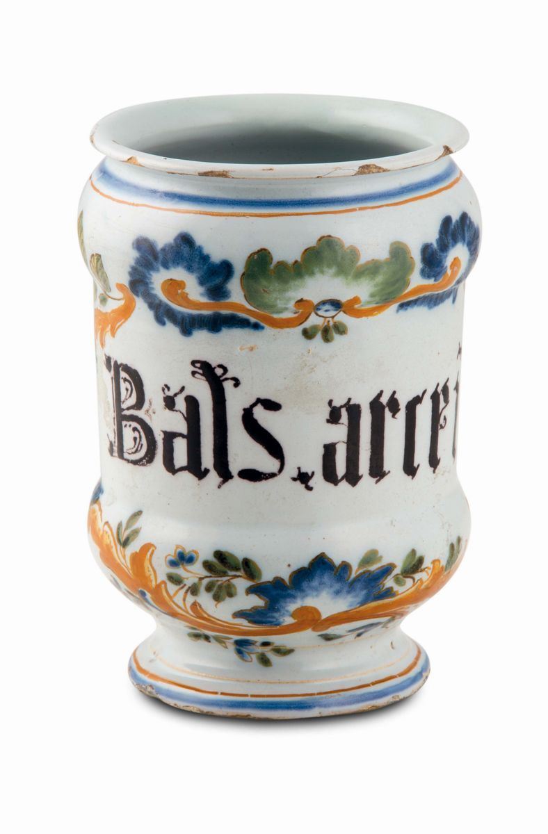 Albarello Torino, bottega Ardizzone, metà del XVIII secolo  - Asta Maioliche e Porcellane da Collezione - Cambi Casa d'Aste