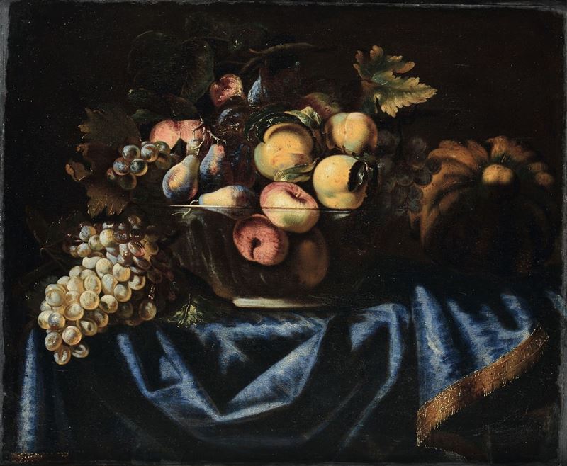 Giovanni Paolo detto Lo Spadino Castelli (Roma 1659 - 1730), cerchia di Natura morta con frutta  - Asta Dipinti Antichi - Cambi Casa d'Aste