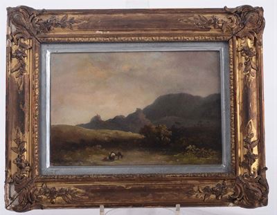 Eugenio Balbiano (1816 - 1872)paesaggio con Figure