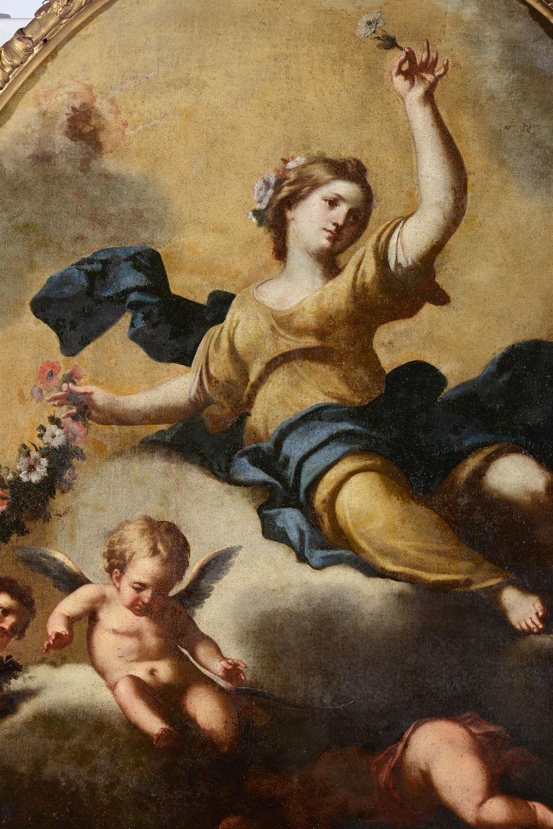 Pittore Emiliano del XVII Secoloflora in Trionfo e Putti