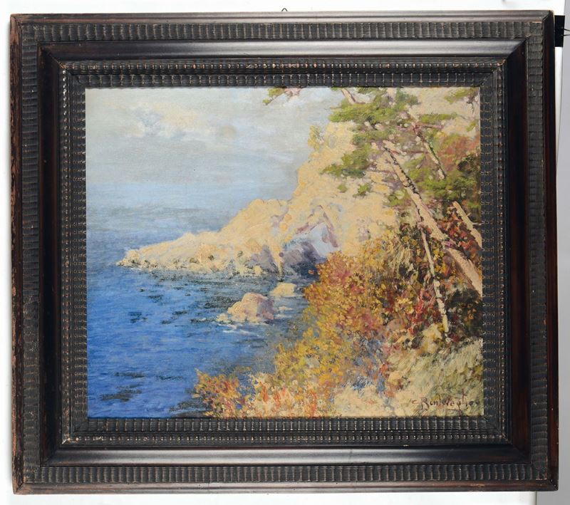 Cesare Bentivoglio (1868-1952) Veduta costiera  - Auction Fine Art - Cambi Casa d'Aste