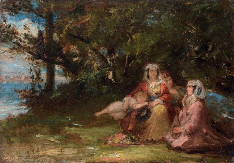 Narcisse Virgilio Diaz de la Pena (1807 - 1876), ambito di Paesaggio con figure  - Auction 19th and 20th Century Paintings - Cambi Casa d'Aste
