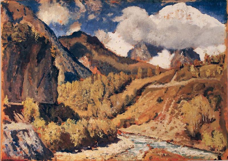 Cesare Maggi (1881-1961) Paesaggio, al retro Fabbrica  - Asta Dipinti del XIX e XX secolo - Cambi Casa d'Aste