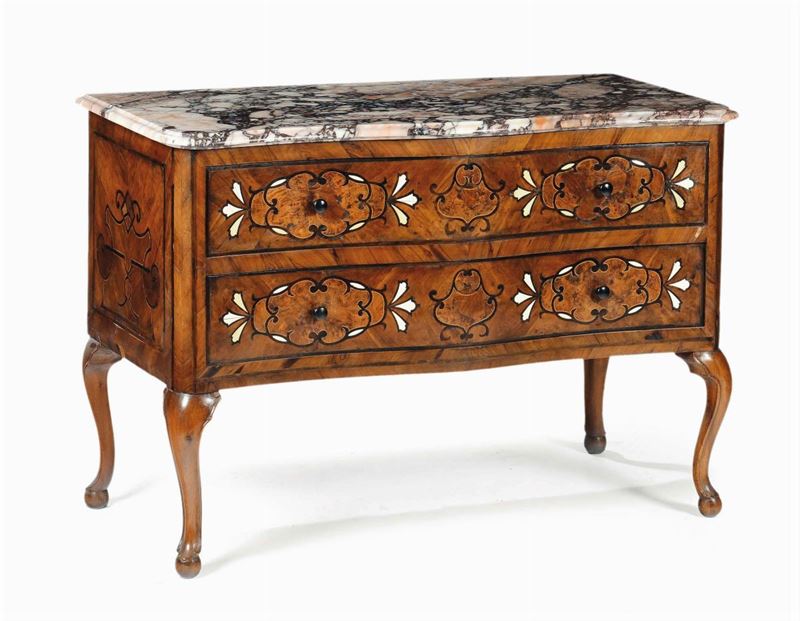 Comò a due cassetti intarsiato in avorio?, XIX secolo  - Asta Antiquariato - Cambi Casa d'Aste