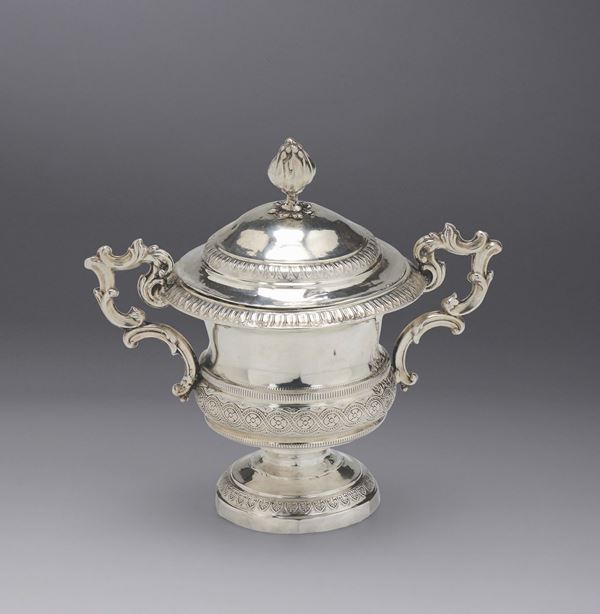 A silver sugar bowl, Mauritian mark, Genoa, 19th century.