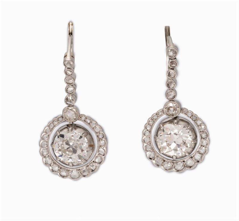 A pair of old-cut diamond earrings. Fitted with a dual mount  - Auction Fine Jewels - I - Cambi Casa d'Aste