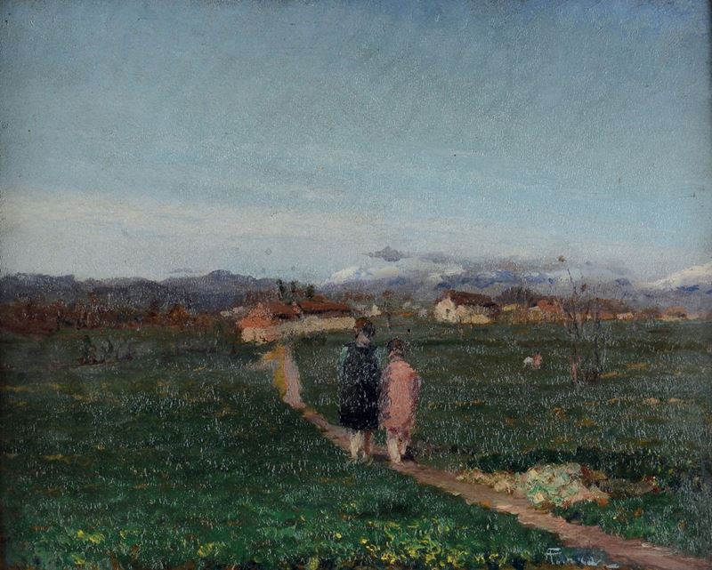 Andrea Furer (1890-1952) In aperta campagna verso sera  - Auction 19th and 20th Century Paintings - Cambi Casa d'Aste