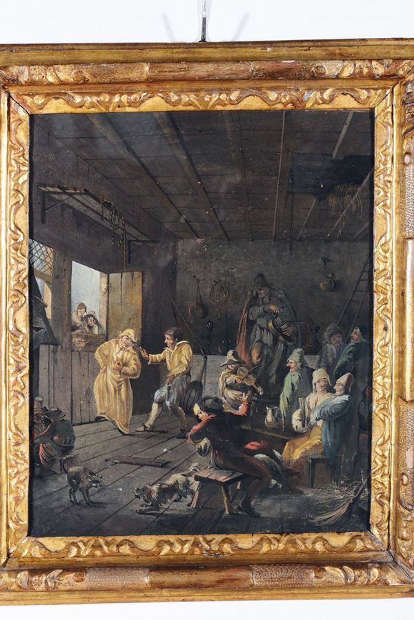 Scuola olandese del XVIII secolo Scena d’osteria
