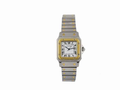 Cartier, Santos, Orologio da Polso, in Acciaio e Oro, Automatico, con Datario e Bracciale Cartier...