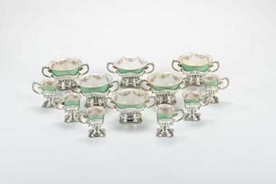 Servizio da Colazione in Argento e Porcellana,inghilterra, XX Secolo