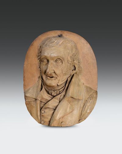Rilievo in Terracotta Raffigurante Ritratto Maschile. Scultore Neoclassico Dell’italia del Nord, ...