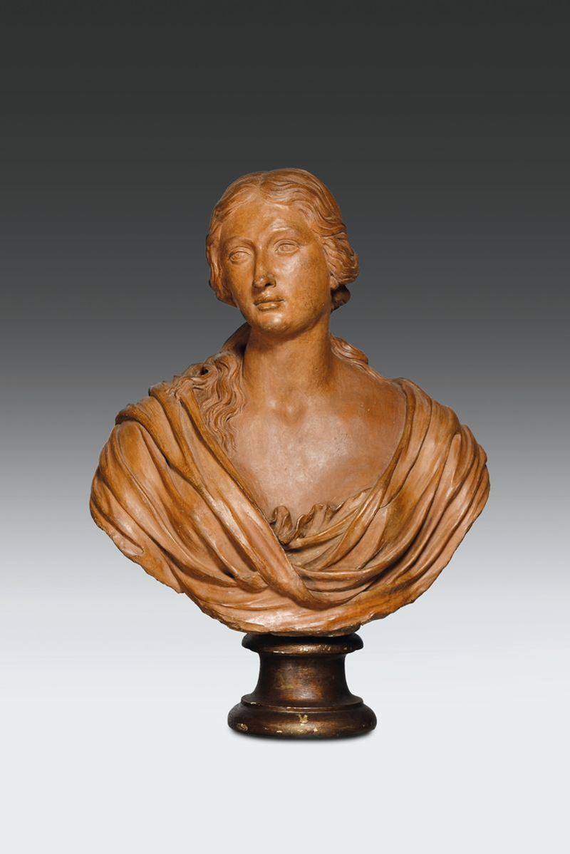 Busto muliebre “all’antica” in terracotta, Giuseppe Piamontini (Firenze 1664-1742), Firenze XVII secolo  - Auction Sculpture and Works of Art - Cambi Casa d'Aste