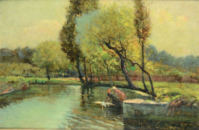 Mario Moretti Foggia (1882-1954) Lavandaie al fosso  - Auction 19th and 20th Century Paintings - Cambi Casa d'Aste