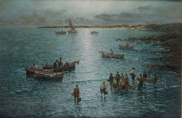 R. Vannini (XIX-XX secolo) Barche e pescatori