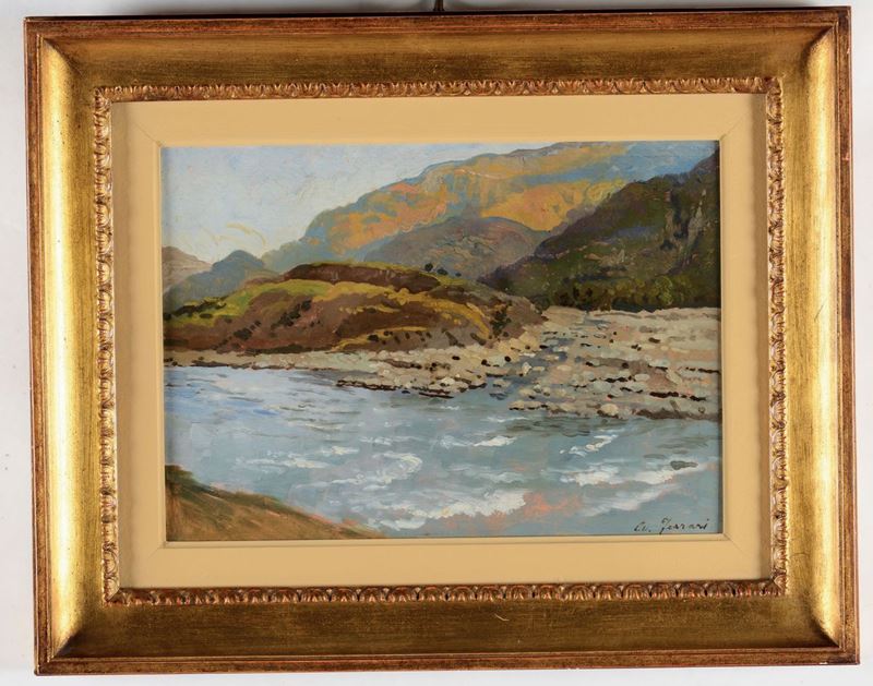 Arturo Ferrari (1861-1932) Paesaggio montano  - Asta Dipinti del XIX e XX secolo - Cambi Casa d'Aste