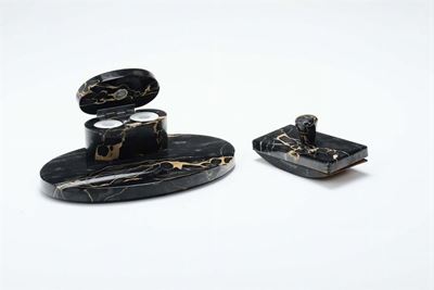 Quattro Pezzi da Scrivania in Marmo Nero