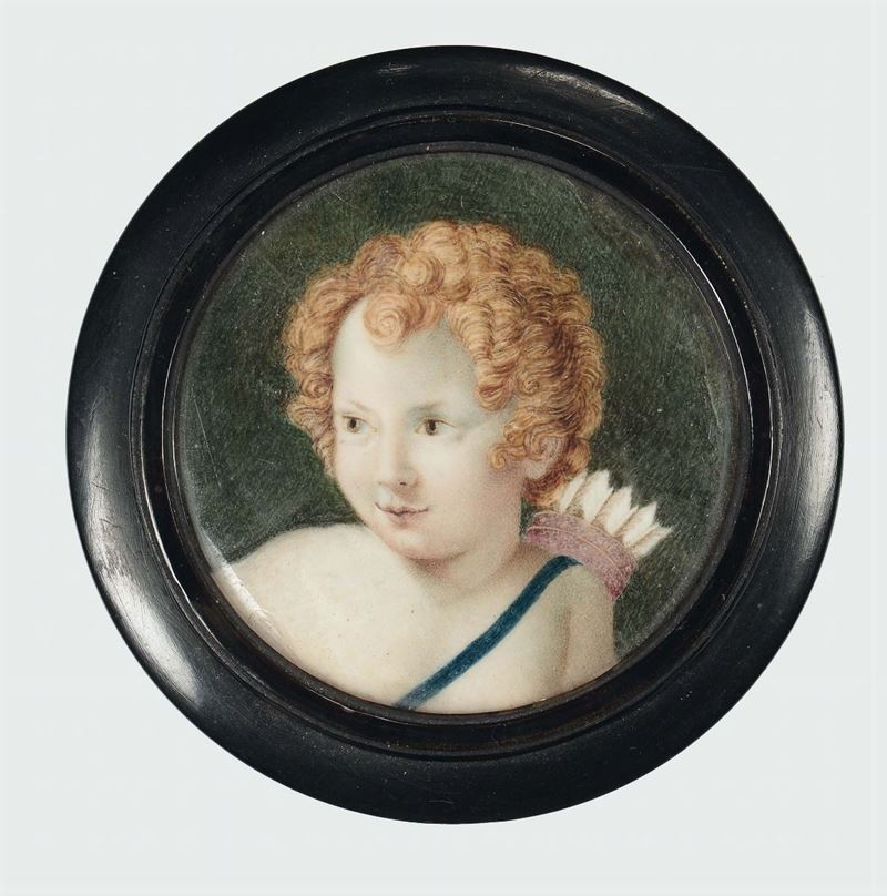 Tabacchiera circolare in tartaruga con miniatura Eros XIX secolo  - Auction Fine art - II - Cambi Casa d'Aste
