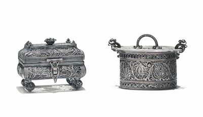 Due Spice-boxes (besamin) in Filigrana D'argento, Est Europa o Russia XIX Secolo