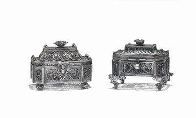 Due Spice-boxes (besamin) in Filigrana D'argento, Est Europa o Russia XIX Secolo