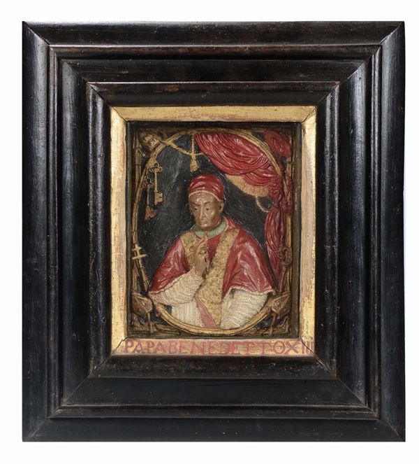 Pope Bededict XIII in polychrome wax, 18th century Sicilian wax modeller