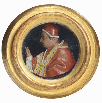 Ritratto di Papa Clemente XI in Cere Policrome Roma, Inizio del XVIII Secolo