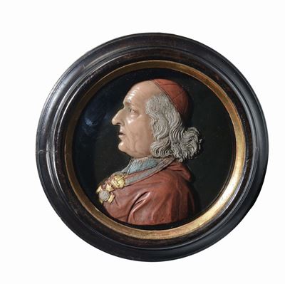 Profilo in Cera Policroma del Cardinale Alessandro Albani, Roma 1765 Circa