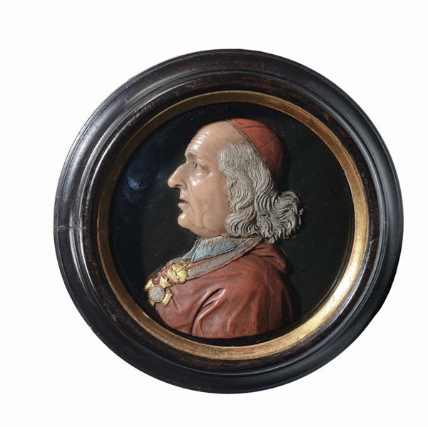 A polychrome wax profile of Cardinal Alessandro Albani, Rome, circa 1765