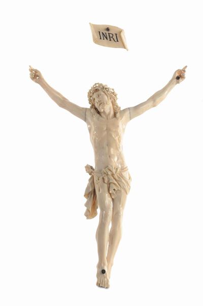 Cristo Vivo in Avorio Finemente Intagliato, Germania XVII-XVIII Secolo