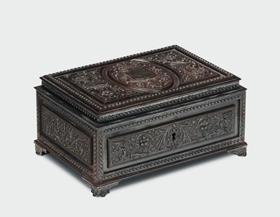 Cofanetto Rettangolare in Ferro Fuso e Cesellato, Firmato Att. Tosetti Vicenza 1904, Arte Italian...