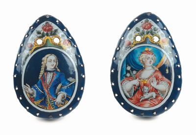 Jacques II Laudin (1665-1729), Bottega Di, Limoges XVIII Secolocoppia di Guancette a Goccia