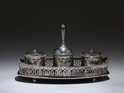 Calamaio in Argento Sbalzato Fuso e Traforato, Perugia 1801-1811, Argentiere Bernardino Bianchi
