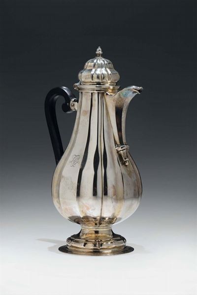 Rara ed Importante Caffettiera in Argento Sbalzato Fuso e Cesellato Firenze 1770 Ca. Argentiere Z...